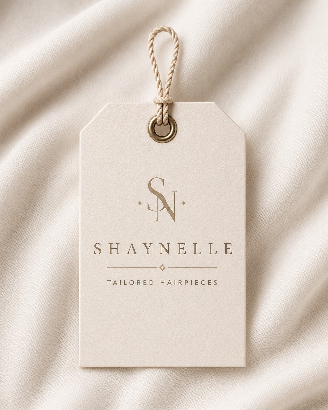 Shaynelle appointment tag on soft fabric